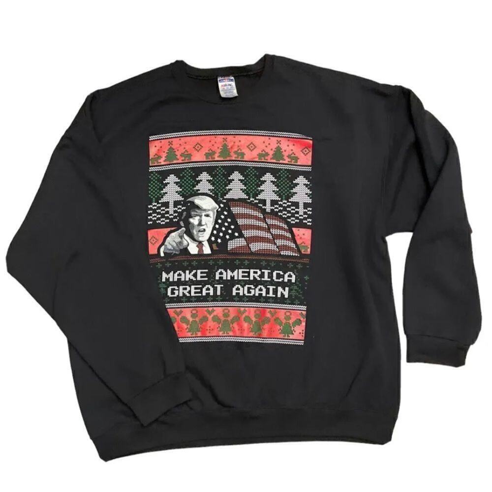 MAGA Holiday Sweatshirt Mens 2XL Donald Trump Crewneck Jerzeez Nublend Christmas
